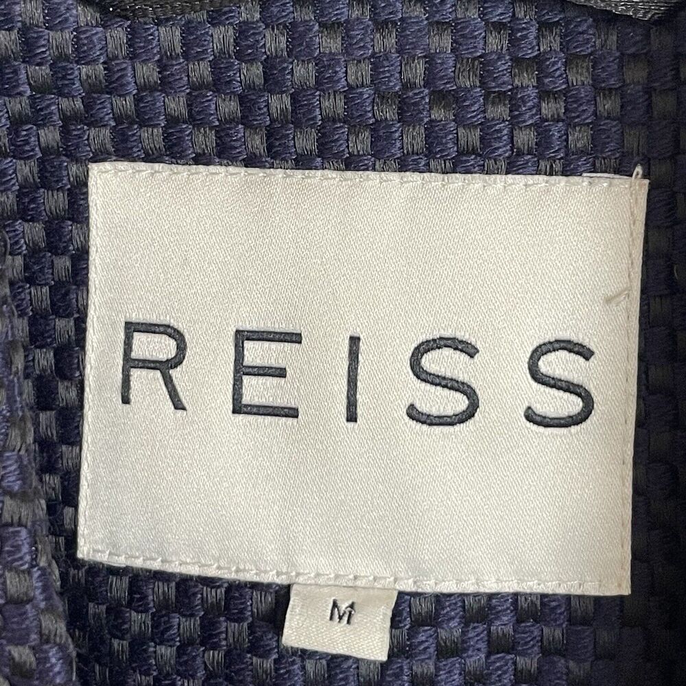 Reiss Blue Longline Blazer Coat Size M Minimalist Officewear Hook Closure - Picture 3 of 7